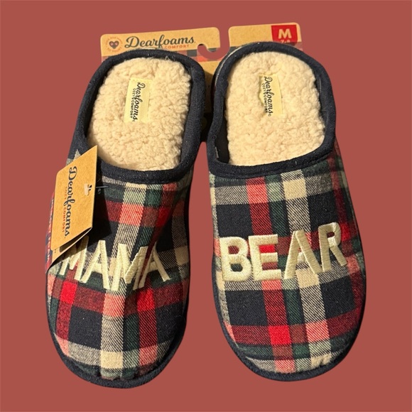 dearfoams Shoes - Dearfoams red,white and blue mama bear Slippers